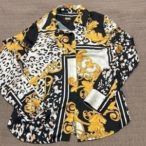 Alexia Admor button down polyester long sleeve shirt blouse